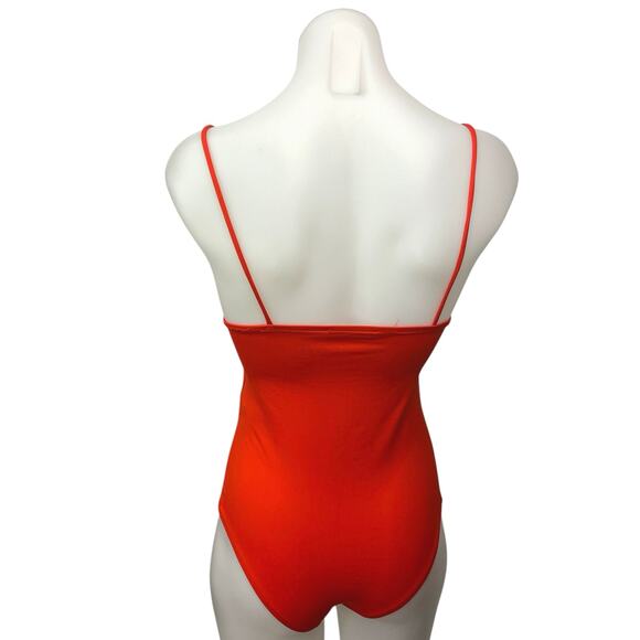 Zara Red Orange Spaghetti Strap Square Neck Cami Camisole Tank Bodysuit Top M - Picture 2 of 5